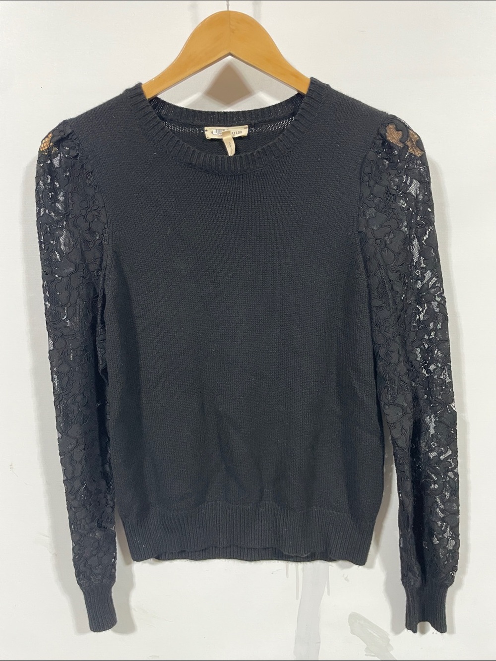 Rebecca Taylor Black Ribbed Crewneck Sweater